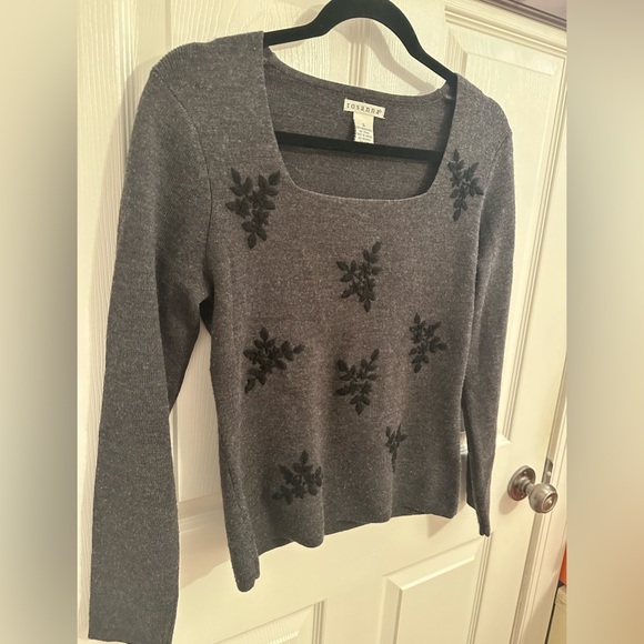 Merino Embroidered Square Neck Sweater - Picture 1 of 7